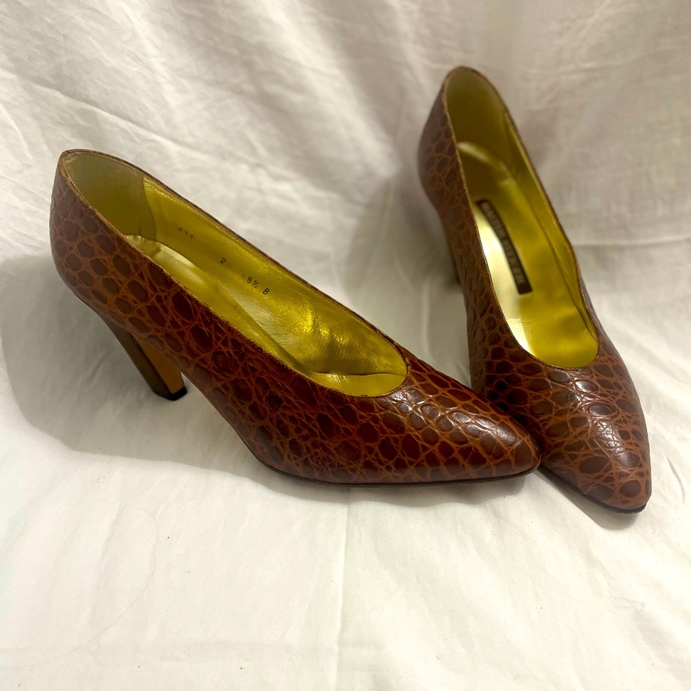 Walter Steiger Vintage Rare heels/ brown handmade in Italy snakeskin size 8.5